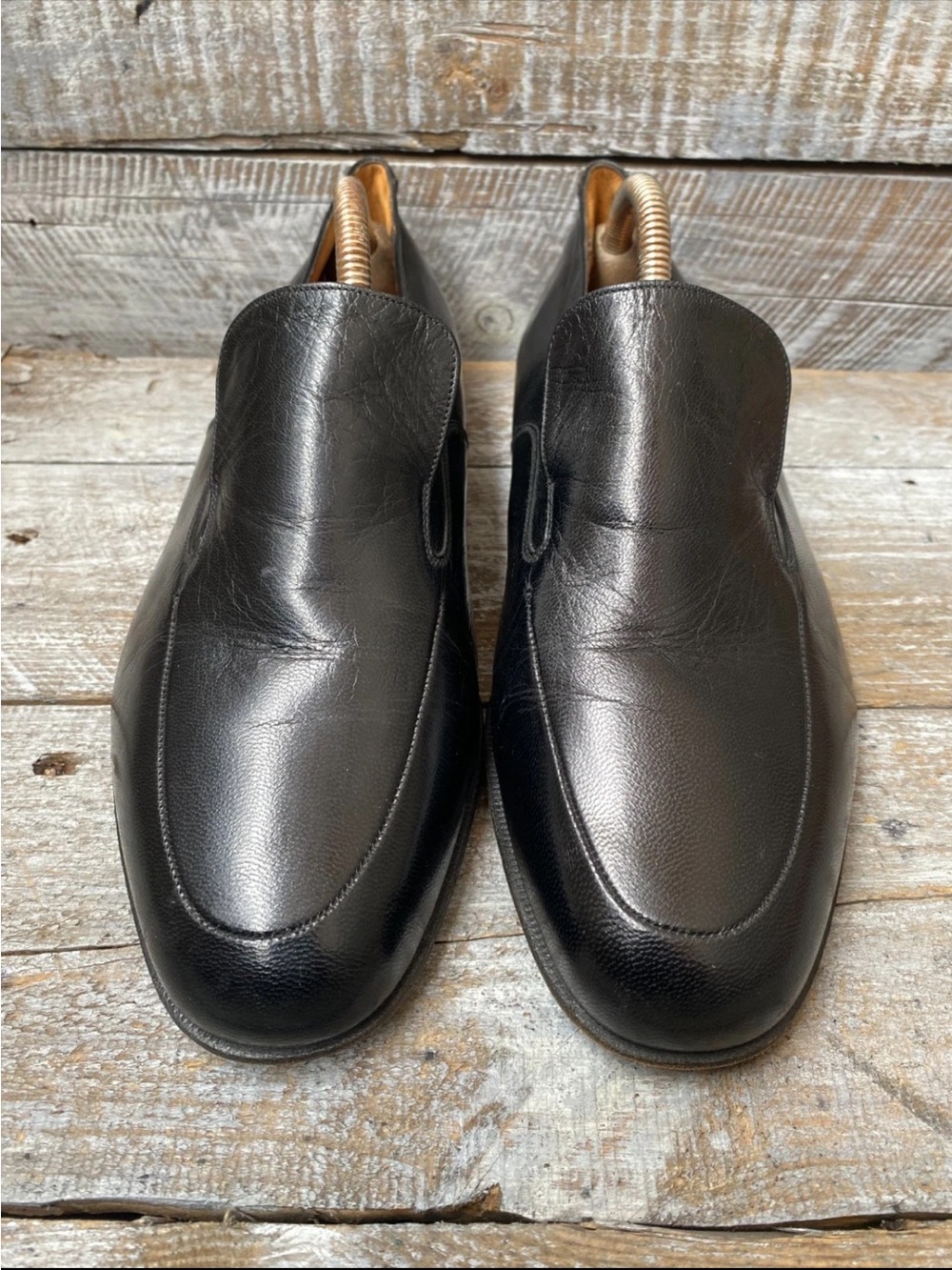 JM Weston Classic Black Leather Slip-On Loafers - size 6E